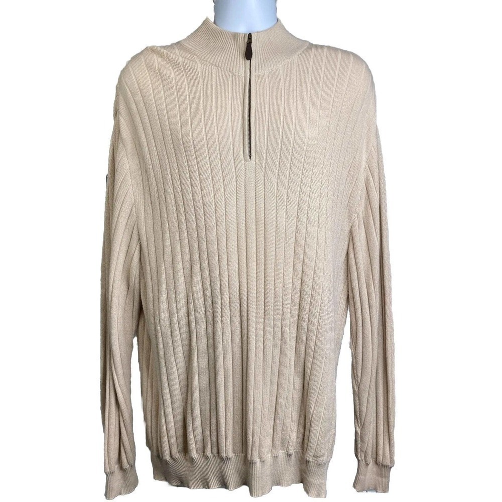 Family Britches Men’s Cardigan Sweater Jacket Zip Front Sz‎ XL Tan Pima Cotton
